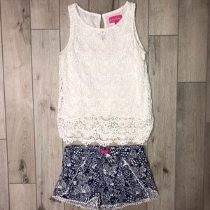 Lilly Pulitzer for Target White Tank & Blue Shorts
